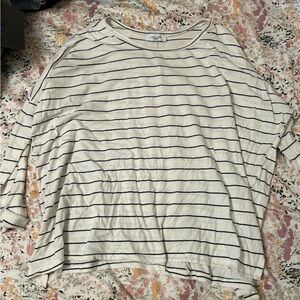 Carly Jean Los Angeles Cream and Black Striped Long Sleeve Top